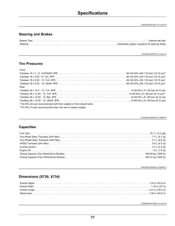 John Deere X730, X734, X738, X739 Lawn, Garden Tractors (100001-) (North American) Operator’s Manual (OMUC29403)