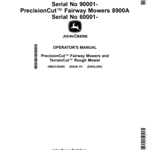 John Deere PrecisionCut Fairway Mowers 7500A, 7700A, 8700A (090001-), PrecisionCut Fairway Mowers 8900A (060001-), TerrainCut Rough Mower 8800A (090001-) (European Edition) Operator's Manual (OMUC29485) - Image 1