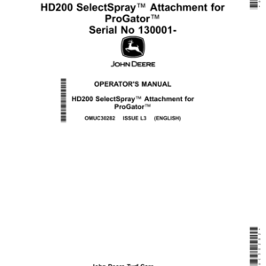 John Deere HD200 SelectSpray Attachment for ProGator (130001-) (European Edition) Operator's Manual (OMUC30282) - Image 1