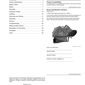 John Deere Power Flow High Performance for 48, 54, 62 Inch Mower Decks (150001-) (Export Edition) Operator's Manual (OMUC31230E) - Image 2