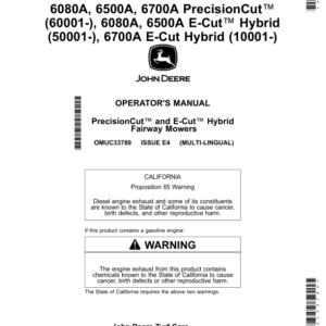John Deere 6080A, 6500A, 6700A PrecisionCut (60001-), 6080A, 6500A E-Cut Hybrid (50001-), 6700A E-Cut Hybrid (10001-) Operator's Manual (OMUC33789) - Image 1
