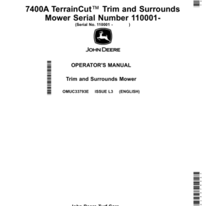 John Deere 7400A TerrainCut Trim, Surrounds Mower (110001-) (Export) Operator's Manual (OMUC33793E) - Image 1