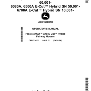 John Deere 6080A, 6500A, 6700A, PrecisionCut (060001-), 6080A, 6500A E-Cut Hybrid (050001-), 6700A E-Cut Hybrid (010001-) (Export Edition) Operator's Manual (OMUC34577) - Image 1