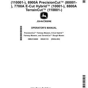 John Deere 7500A, 8000A E-Cut Hybrid (110001-), 7500A, 7700A, 8700A PrecisionCut (110001-), 8900A PrecisionCut (80001-), 7700A E-Cut Hybrid (10001-), 8800A TerrainCut (110001-) Operator's Manual (OMUC34608) - Image 1