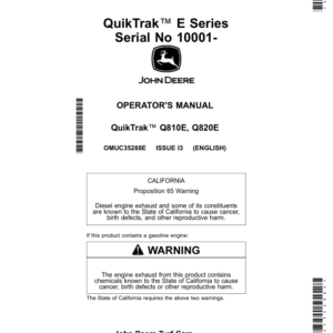 John Deere QuikTrak E Series (010001-) (North American) Operator's Manual (OMUC35288E) - Image 1