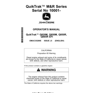 John Deere QuikTrak M&R Series (010001-) (North American) Operator's Manual (OMUC35289E) - Image 1