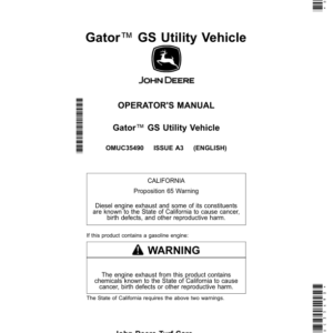 John Deere Gator GS Utility Vehicle (010001-) (North American) Operator's Manual (OMUC35490) - Image 1