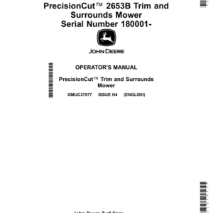 John Deere PrecisionCut 2653B Trim, Surrounds Mower Serial Number 180001- Operator's Manual (OMUC37977) - Image 1