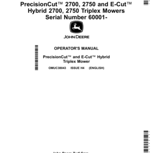 John Deere PrecisionCut 2700, 2750, E-Cut Hybrid 2700, 2750 Triplex Mowers Serial Number 60001- Operator's Manual (OMUC38043) - Image 1