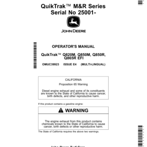 John Deere QuikTrak M&R Series Serial No 25001- Operator's Manual (OMUC39923) - Image 1