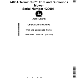 John Deere 7400A TerrainCut Trim, Surrounds Mower(120001-) (European Edition) Operator's Manual (OMUC39940) - Image 1