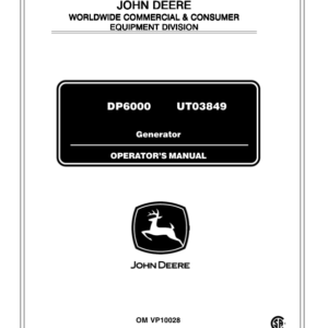 John Deere DP6000 Generator (UT03849) Operator's Manual (OMVP10028) - Image 1