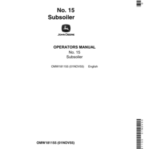 John Deere No. 15 Subsoiler Operator's Manual (OMW181155) - Image 1