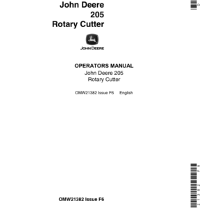 John Deere 205 Rotary Cutter Operator's Manual (OMW21382) - Image 1