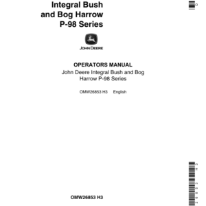 John Deere Integral Bush & Bog Harrow P-98 Series Operator's Manual (OMW26853) - Image 1