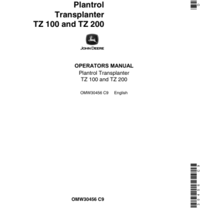 John Deere Plantrol Transplanter TZ 100 & TZ 200 Operator's Manual (OMW30456) - Image 1