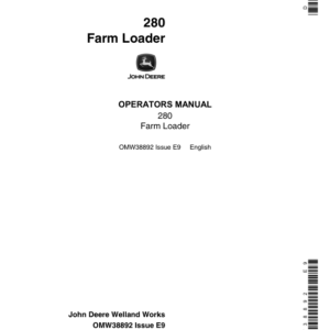 John Deere 280 Farm Loader Operator's Manual (OMW38892) - Image 1