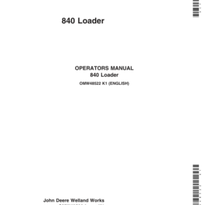 John Deere 840 Loader Operator's Manual (OMW48522) - Image 1