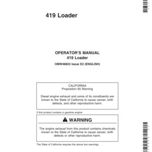 John Deere 419 Loader Operator's Manual (OMW48833) - Image 1