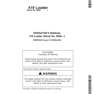 John Deere 419 Loaders Operator's Manual (OMW50422) - Image 1