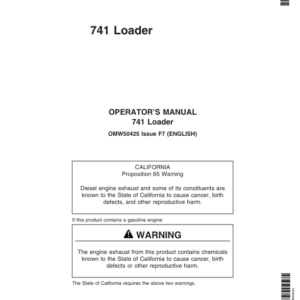 John Deere 741 Loader Operator's Manual (OMW50425) - Image 1