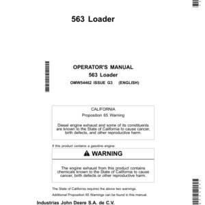 John Deere 563 Loader Operator's Manual (OMW54462) - Image 1