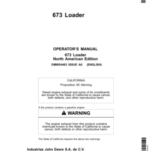 John Deere 673 Loader Operator's Manual (OMW54463) - Image 1
