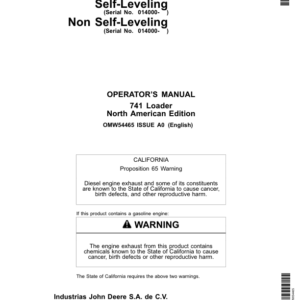 John Deere 741 Loader Operator's Manual (OMW54465) - Image 1