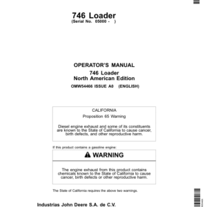 John Deere 746 Mechanical Self-Leveling Loader (005000-) Operator's Manual (OMW54466) - Image 1