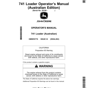 John Deere 741 Loader (Australia) Operator's Manual (OMW55776) - Image 1