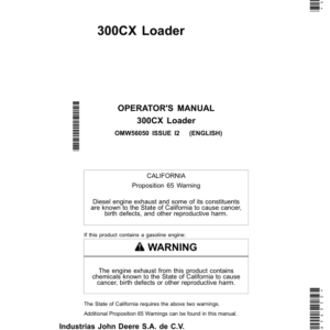 John Deere 300CX Loaders Operator's Manual (OMW56050) - Image 1