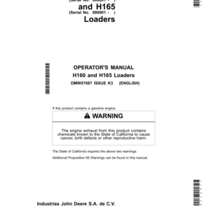 John Deere H160 & H165 Loaders Operator's Manual (OMW57697) - Image 1