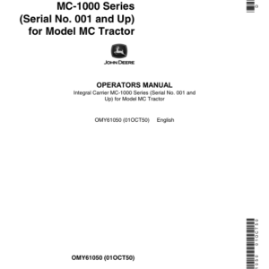 John Deere Integral Carrier MC-1000 Series Operator's Manual (OMY61050) - Image 1