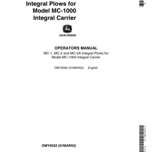 John Deere MC1, MC2, MC-2A Moldboard Plow, Integral Operator's Manual (OMY9352) - Image 1