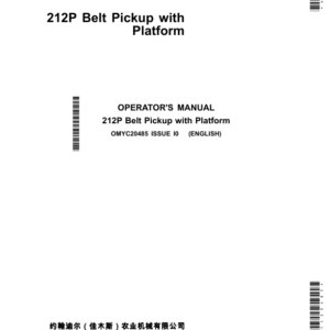 John Deere 212P Belt Pickup with Platform Operator's Manual (OMYC20485) - Image 1