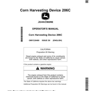 John Deere 206C Corn Header Operator's Manual (OMYC20489) - Image 1