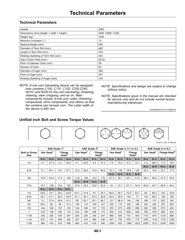 John Deere 206C Corn Header Operator's Manual (OMYC20489)