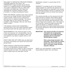 John Deere GreenStar Forage Harvester Harvest Monitor Systems Operator's Manual (OMZ102700) - Image 2
