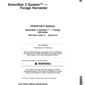 John Deere GreenStar 2 System-Forage Harvesters Operator's Manual (OMZ104923) - Image 1