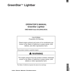 John Deere GreenStar Lightbars Operator's Manual (OMZ106029) - Image 1
