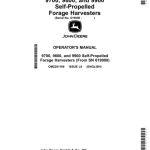 John Deere 9700, 9800, and 9900 Self-Propelled Forage Harvesters Operator's Manual (OMZ201188) - Image 1