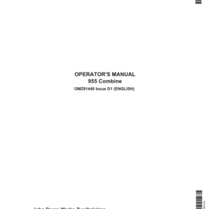 John Deere 955 Combines Operator's Manual (OMZ91440) - Image 1