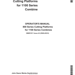 John Deere 800 Series Cutting Platforms for 1100 Series Combines Operator's Manual (OMZ91911) - Image 1