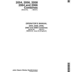 John Deere 2054, 2056, 2058, 2064 & 2066 Combines Operator's Manual (OMZ92125) - Image 1