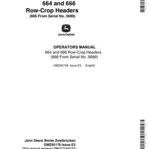 John Deere 664 & 666 Row Crop Headers Operator's Manual (OMZ92178) - Image 1