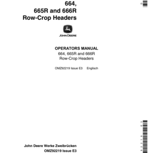 John Deere 664, 665R & 666R Row-crop Headers Operator's Manual (OMZ92219) - Image 1