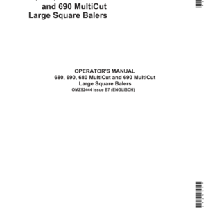John Deere 680, 690, 680 & 690 MultiCut MultiCut Large Square Balers Operator's Manual (OMZ92444) - Image 1