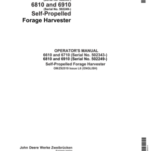 John Deere 6610, 6710, 6810 & 6910 Self-Propelled Forage Harvesters Operator's Manual (OMZ92519) - Image 1