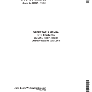 John Deere CTS Combines Operator's Manual (OMZ92677) - Image 1