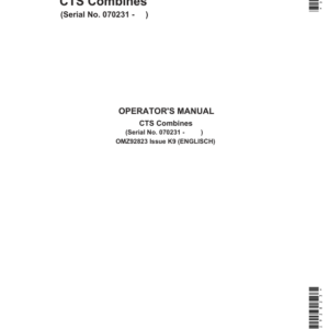 John Deere CTS Combines Operator's Manual (OMZ92823) - Image 1